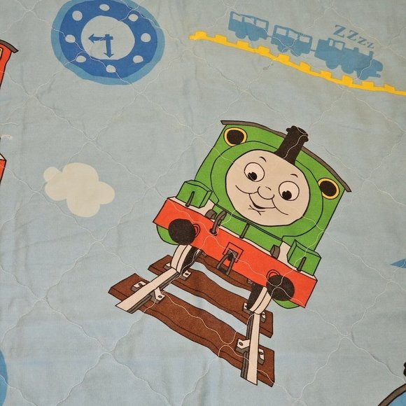Thomas Train Engine Friends Blue Crib Toddler Comforter Blanket Blue‎ 2004 40x58 - Picture 3 of 8
